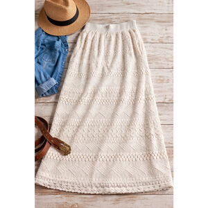Ivory Lace Maxi Skirt Boho Prairie Cottagecore Lined Elastic Waist Textured M